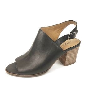 Lucky Brand Black Open Toe Slingback Chunky Heels sz 7M